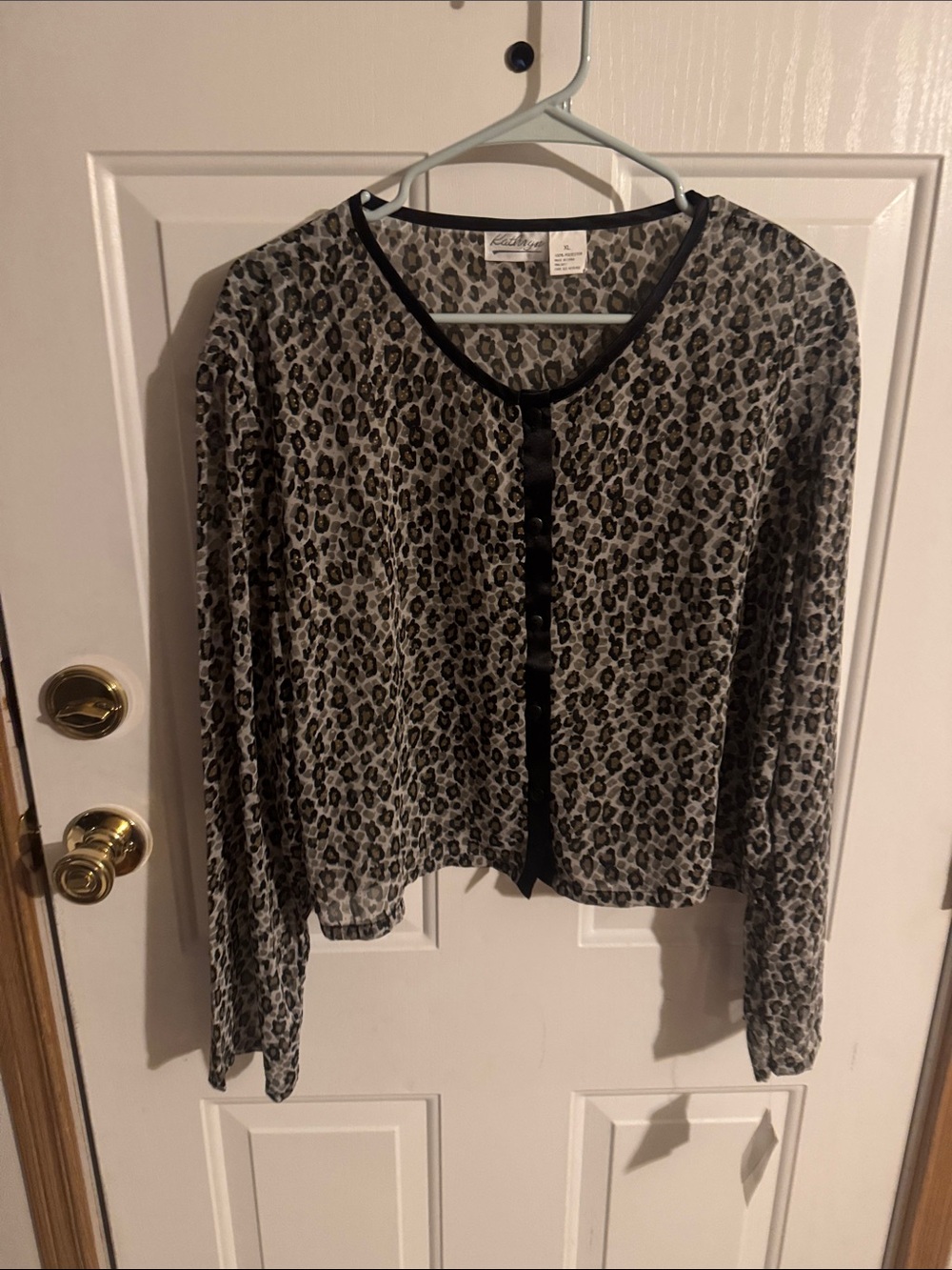 Women's Black & Gray Leopard Print Sheer sleepwear